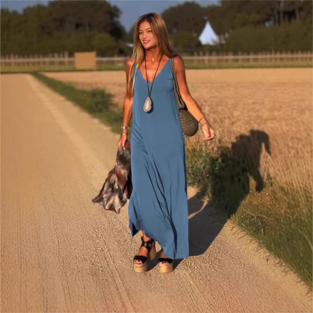Robe Élégante à Bretelles – Style d’Été Parisien Chic