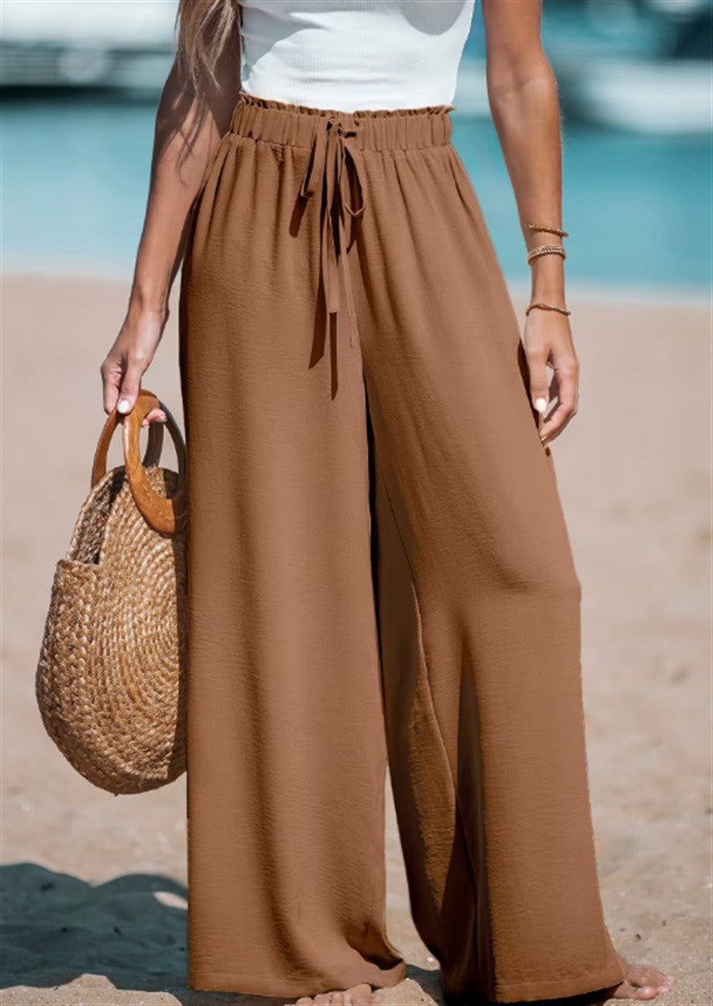 Women's Fashion Fake Drawstring Loose Casual Wide-leg Trousers