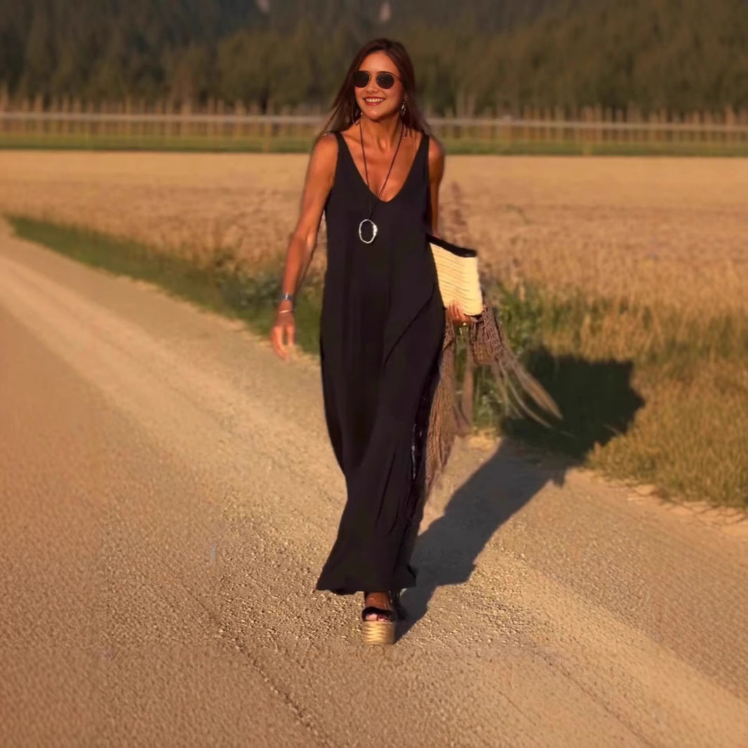 Robe Élégante à Bretelles – Style d’Été Parisien Chic